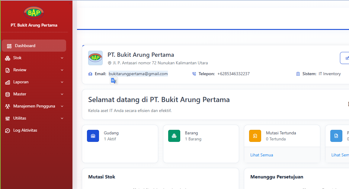 Paket software IT Inventory BAP