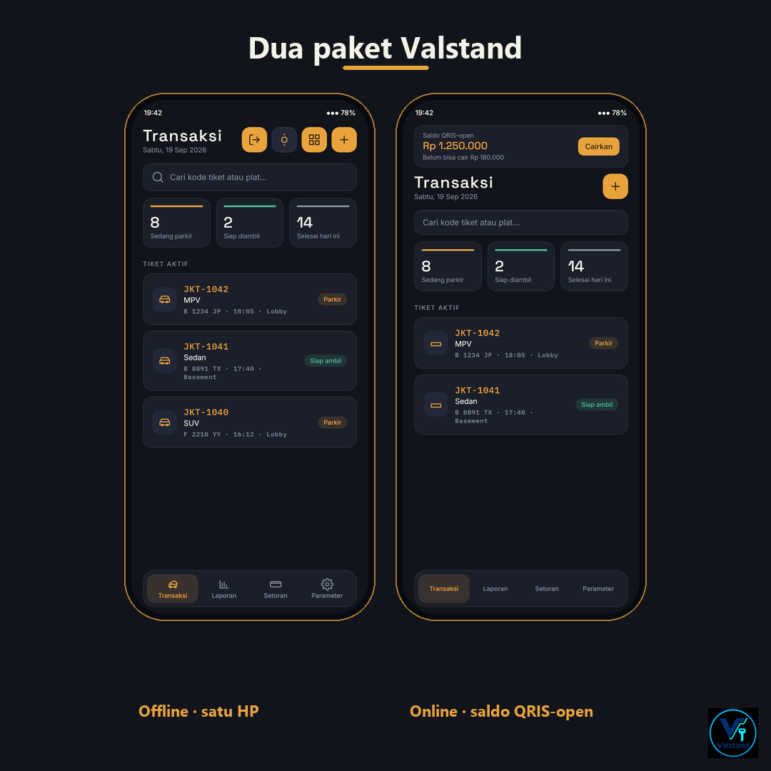 Valstand Offline — Aplikasi Valet di HP produk digital